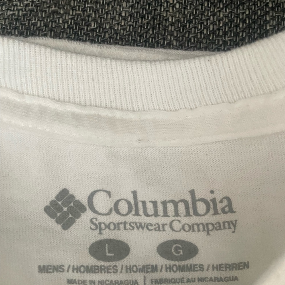 SUMMER SALE Men’s long sleeve, Columbia, white T-shirt with print on back - Picture 4 of 4